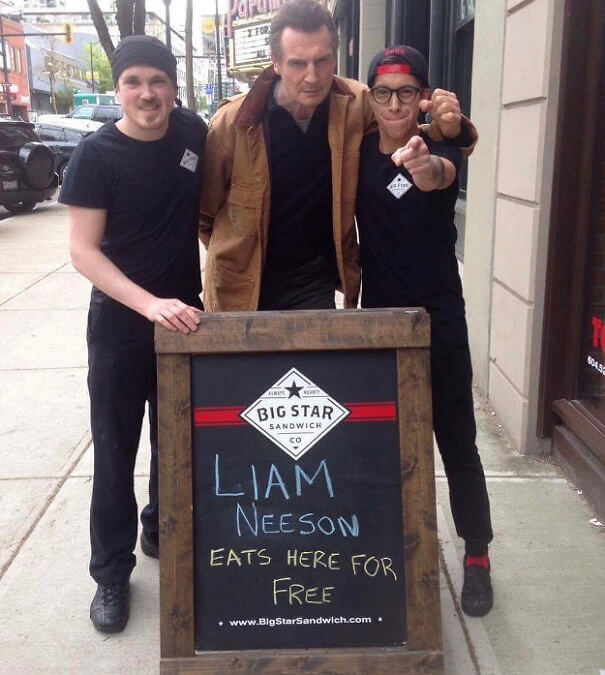 Liam Neeson at a Sandwich Shop